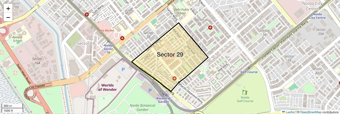 Location Map of Sector 29, Noida