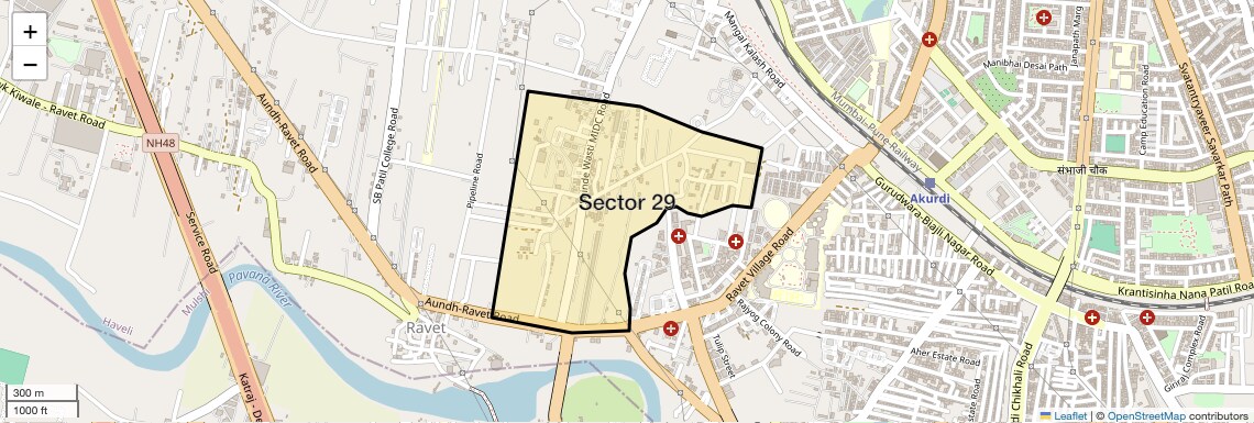 Location Map of Sector 29, Pune