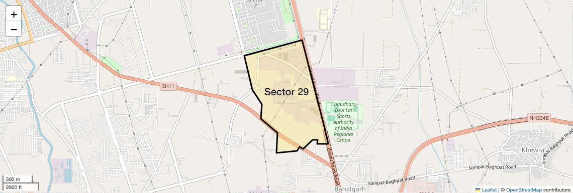 Location Map of Sector 29, Sonipat
