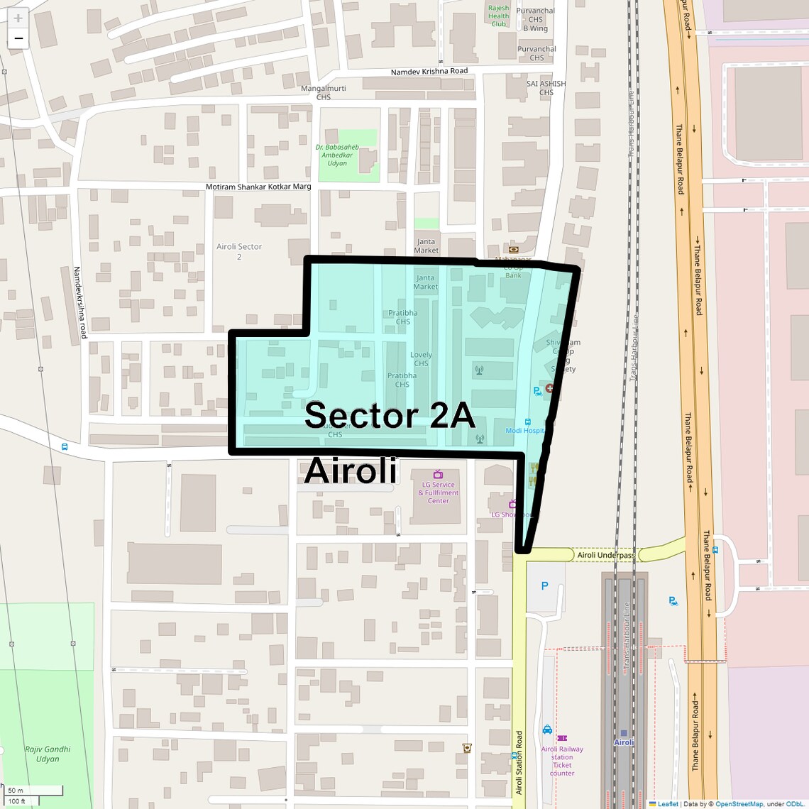 Location Map of Sector 2A Airoli, Navi Mumbai