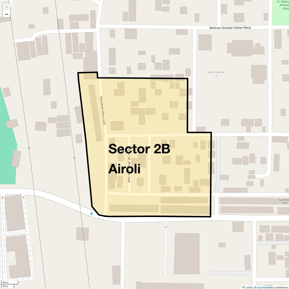 Location Map of Sector 2b Airoli, Navi Mumbai