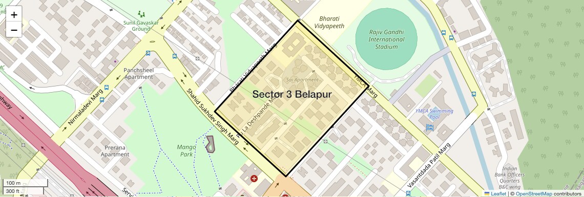 Location Map of Sector 3 Belapur, Navi Mumbai