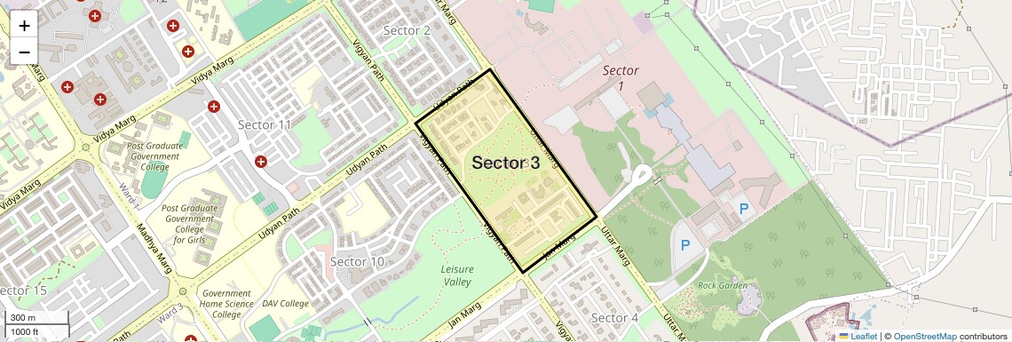 Location Map of Sector 3, Chandigarh