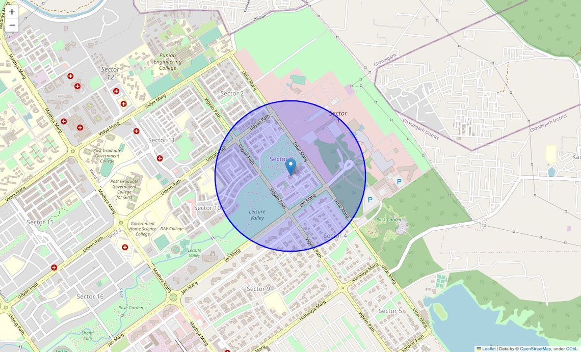 Location Map of Sector 3, Chandigarh
