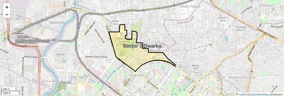 Location Map of Sector 3 Dwarka, Delhi