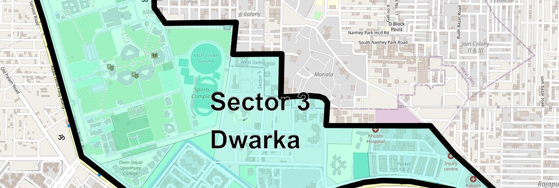 Location Map of Sector 3 Dwarka, Delhi