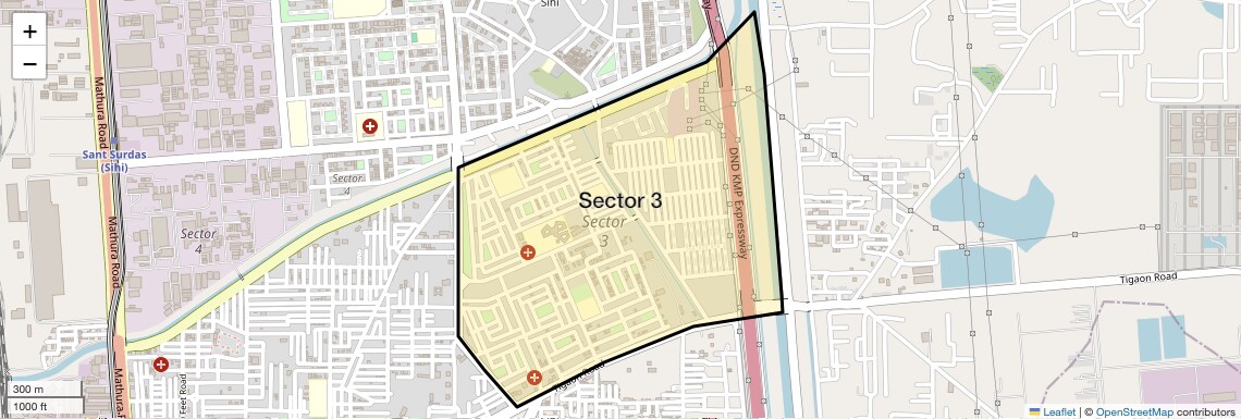 Location Map of Sector 3, Faridabad