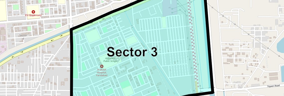 Location Map of Sector 3, Faridabad