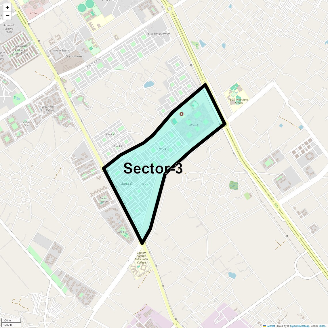 Location Map of Sector 3, Greater Noida