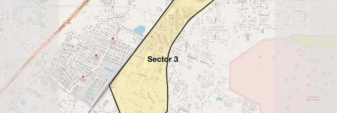 Location Map of Sector 3, Gurgaon
