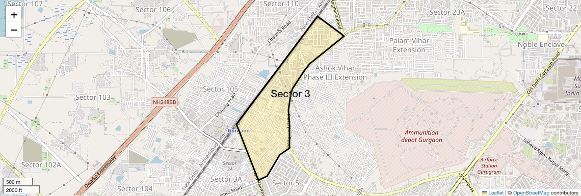 Location Map of Sector 3, Gurgaon
