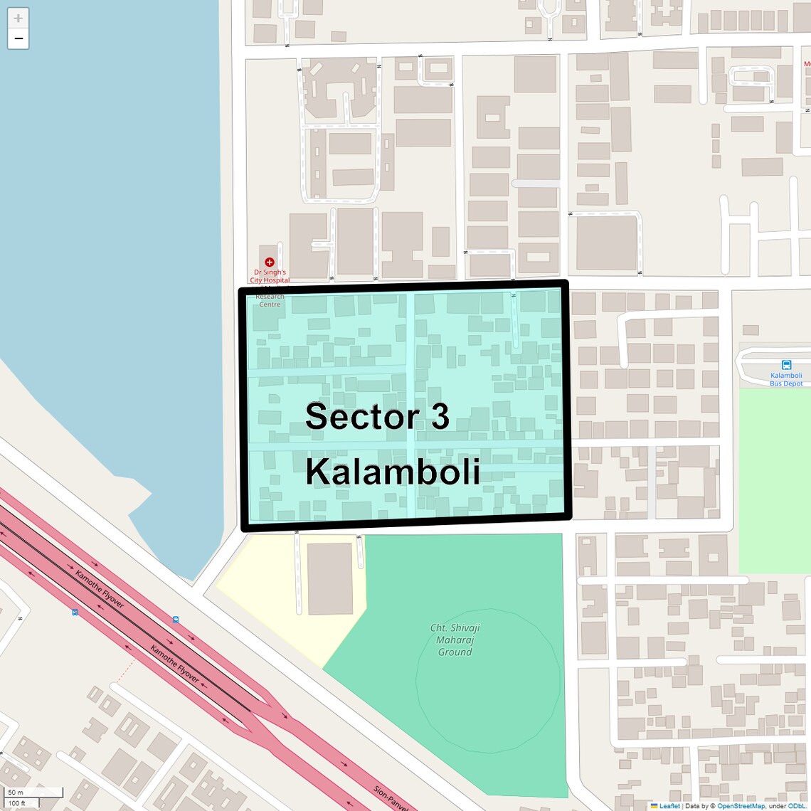 Location Map of Sector 3 Kalamboli, Navi Mumbai