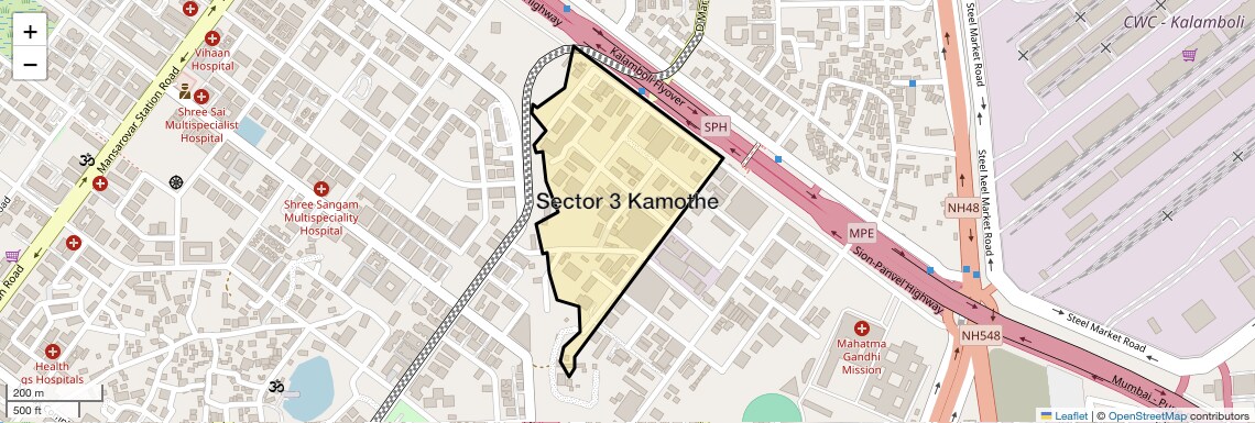Location Map of Sector 3 Kamothe, Navi Mumbai