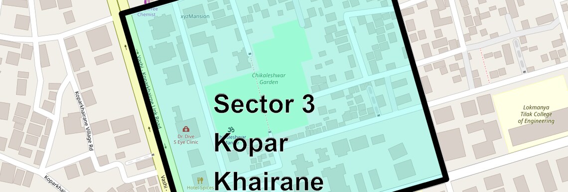 Location Map of Sector 3 Kopar Khairane, Navi Mumbai