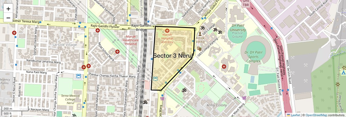 Location Map of Sector 3 Nerul, Navi Mumbai