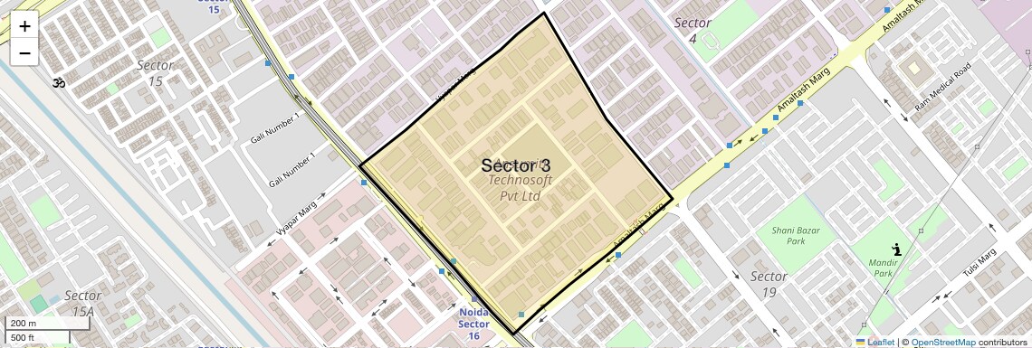 Location Map of Sector 3, Noida