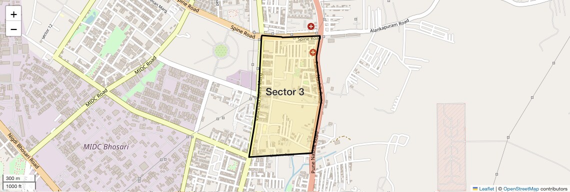 Location Map of Sector 3, Pune