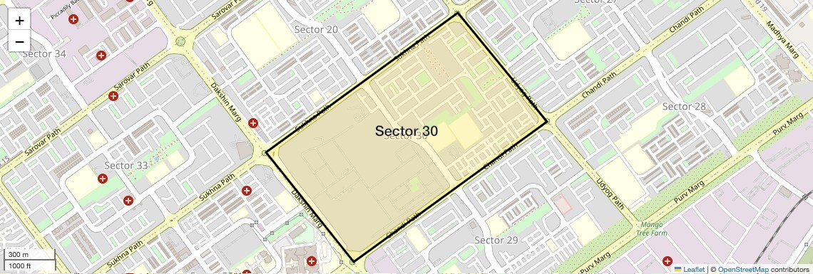 Location Map of Sector 30, Chandigarh