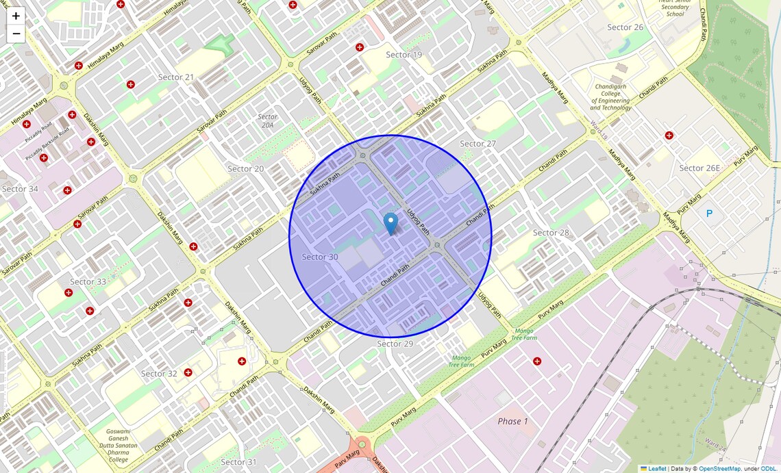 Location Map of Sector 30, Chandigarh