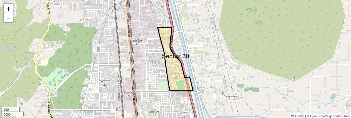 Location Map of Sector 30, Faridabad