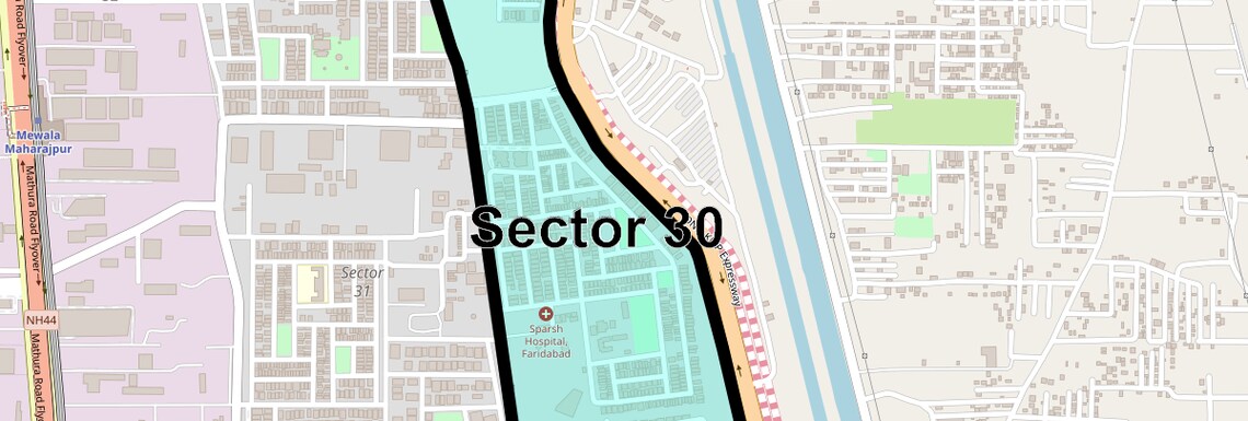 Location Map of Sector 30, Faridabad