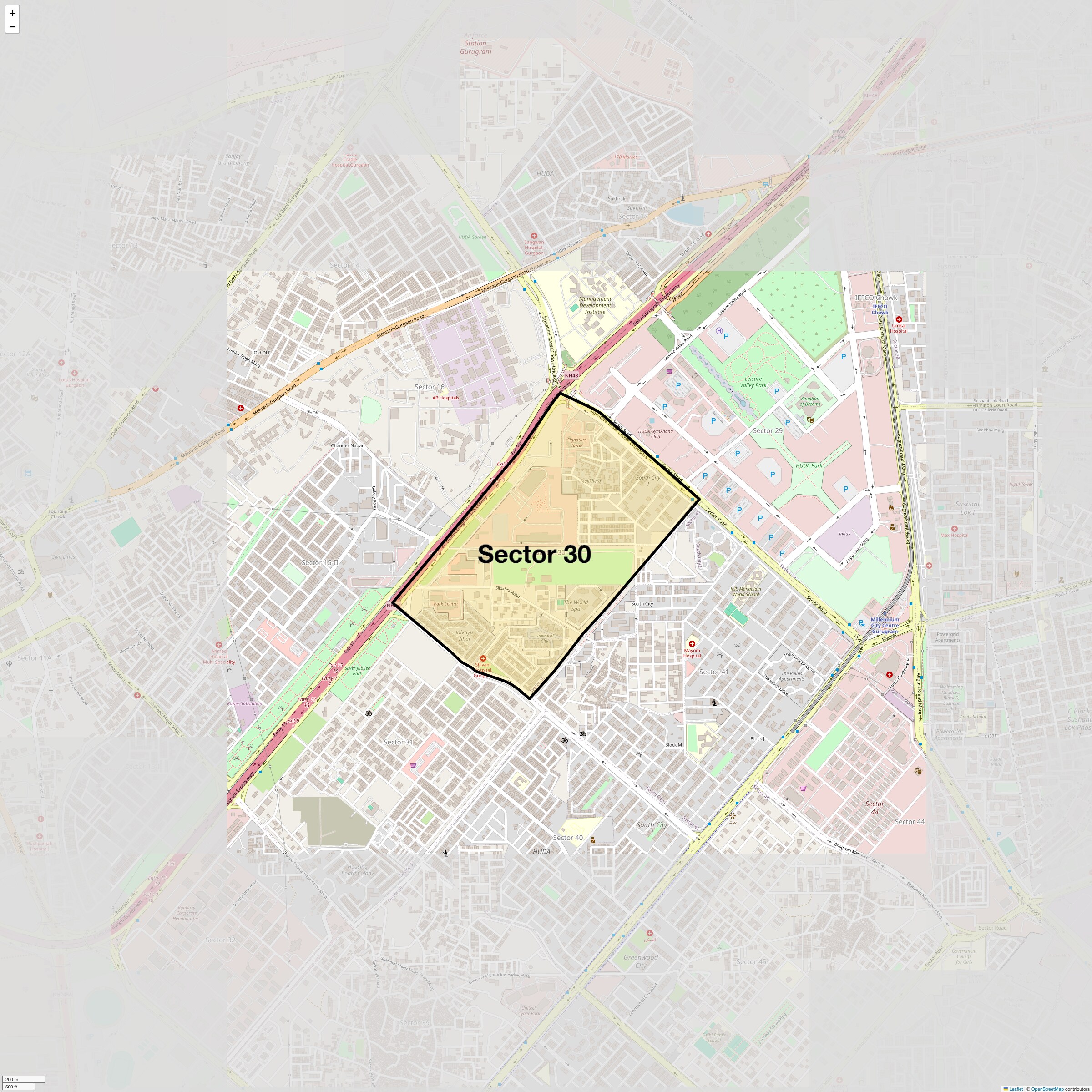 Location Map of Sector 30, Gurgaon