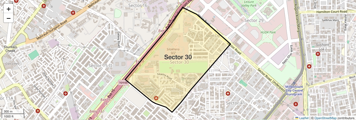 Location Map of Sector 30, Gurgaon