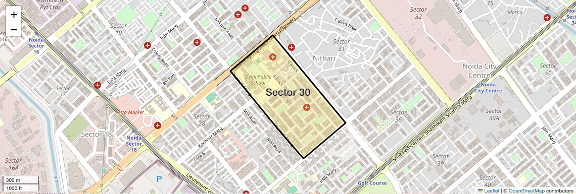 Location Map of Sector 30, Noida
