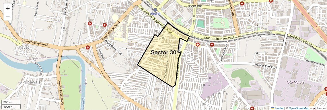 Location Map of Sector 30, Pune