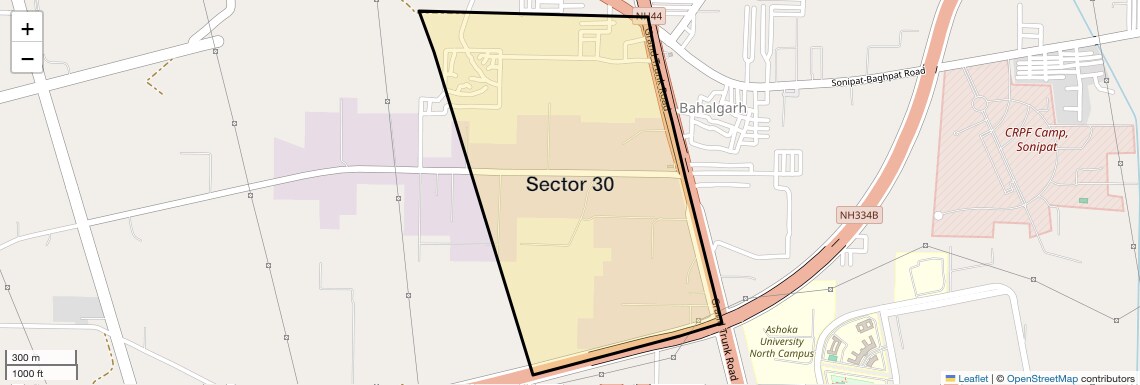 Location Map of Sector 30, Sonipat