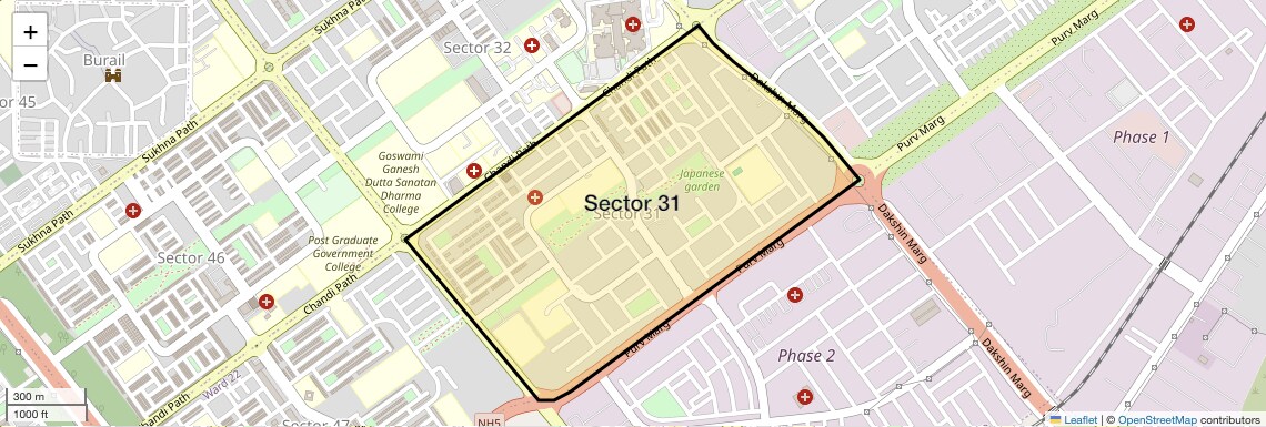 Location Map of Sector 31, Chandigarh