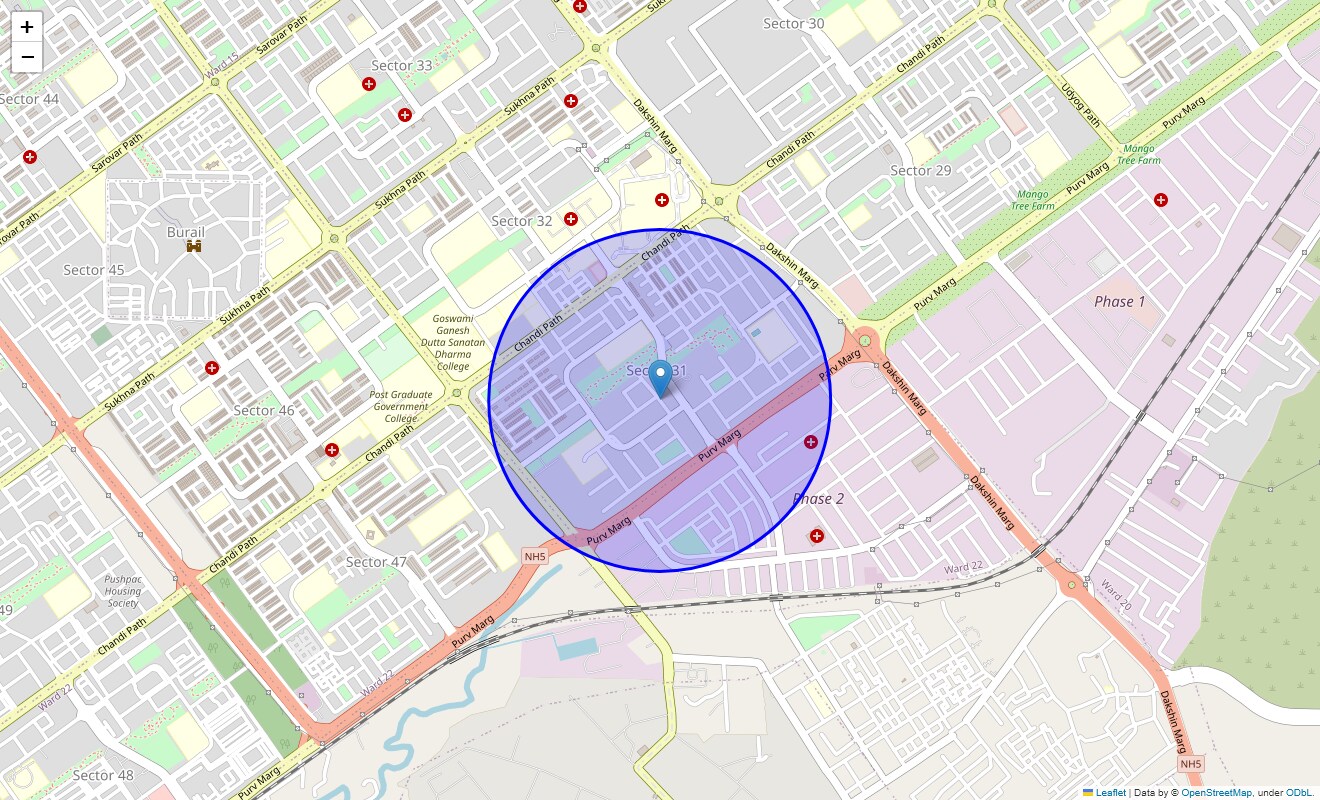 Location Map of Sector 31, Chandigarh