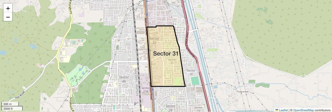 Location Map of Sector 31, Faridabad