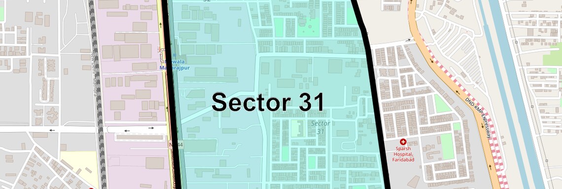 Location Map of Sector 31, Faridabad