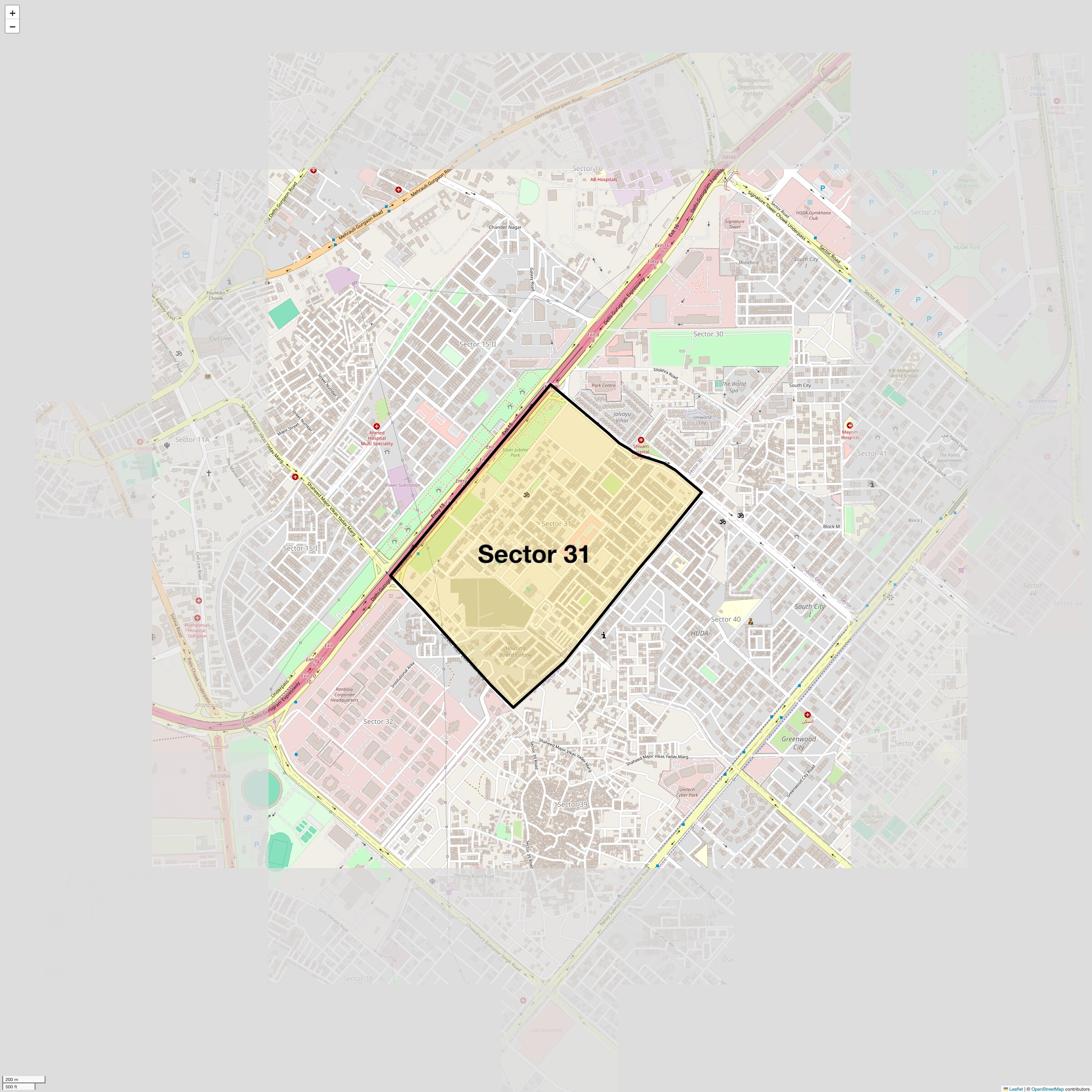 Location Map of Sector 31, Gurgaon