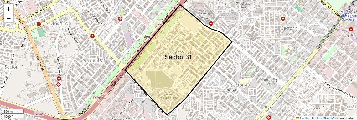 Location Map of Sector 31, Gurgaon
