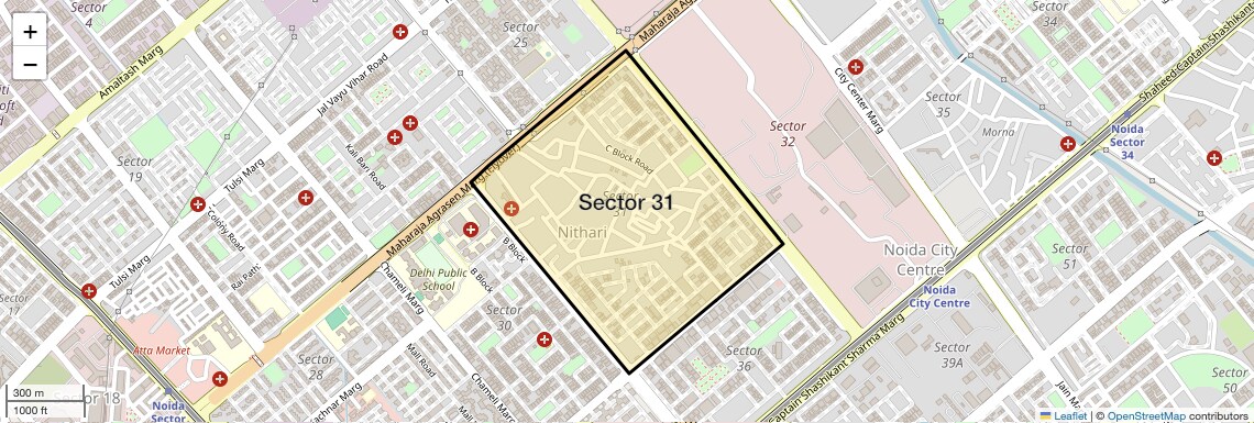 Location Map of Sector 31, Noida