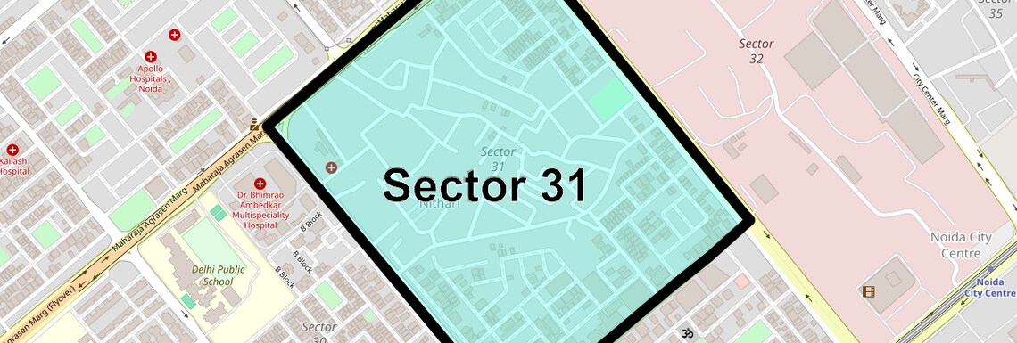 Location Map of Sector 31, Noida