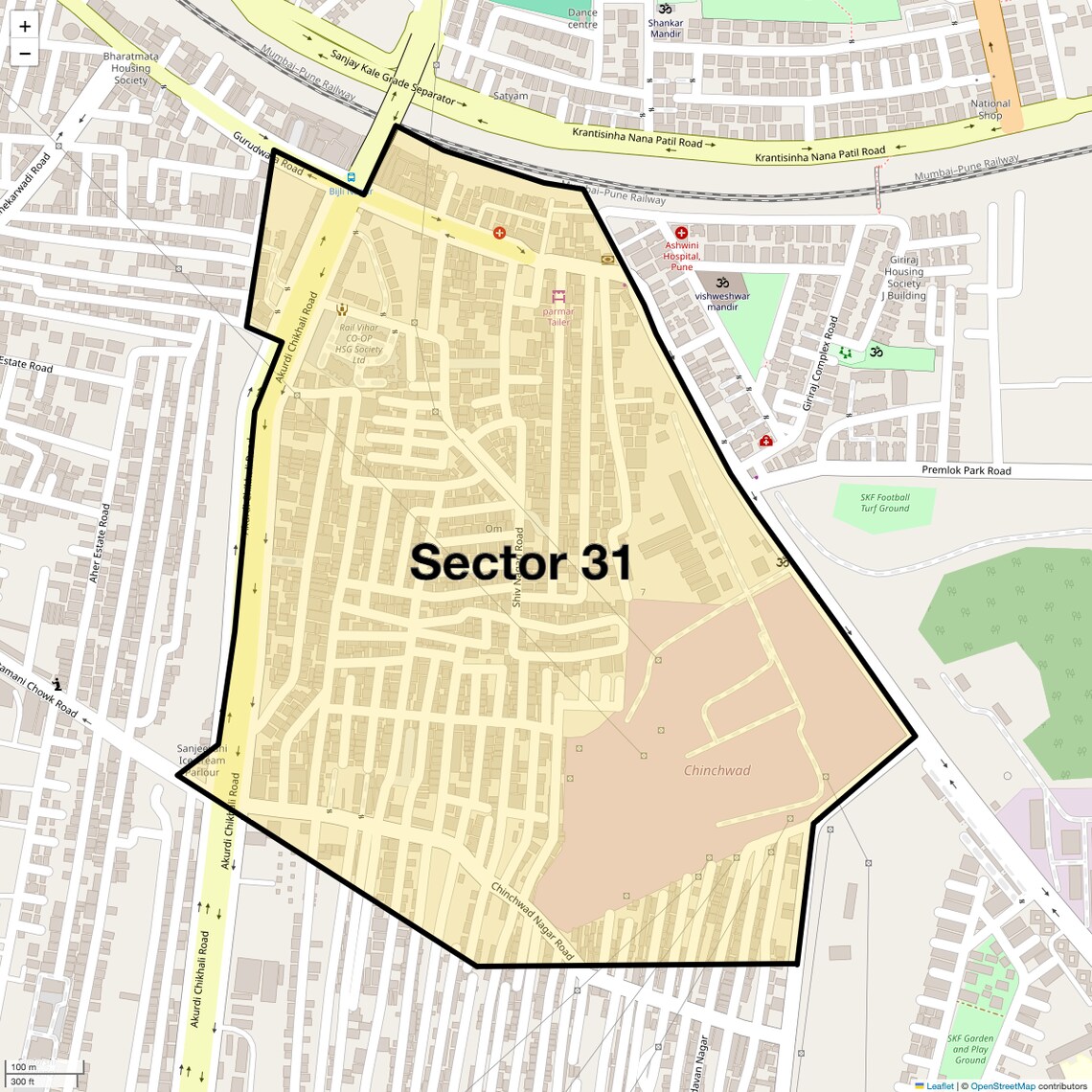 Location Map of Sector 31, Pune
