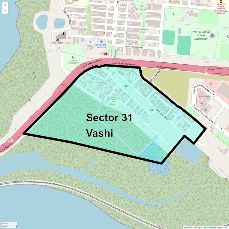 Location Map of Sector 31 Vashi