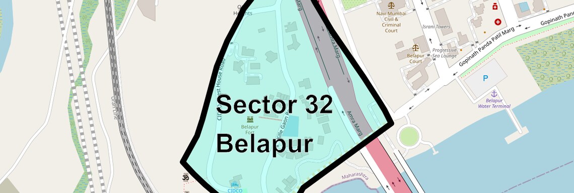 Location Map of Sector 32 Belapur, Navi Mumbai