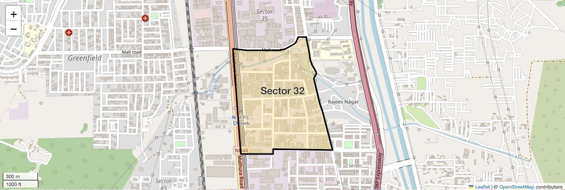 Location Map of Sector 32, Faridabad