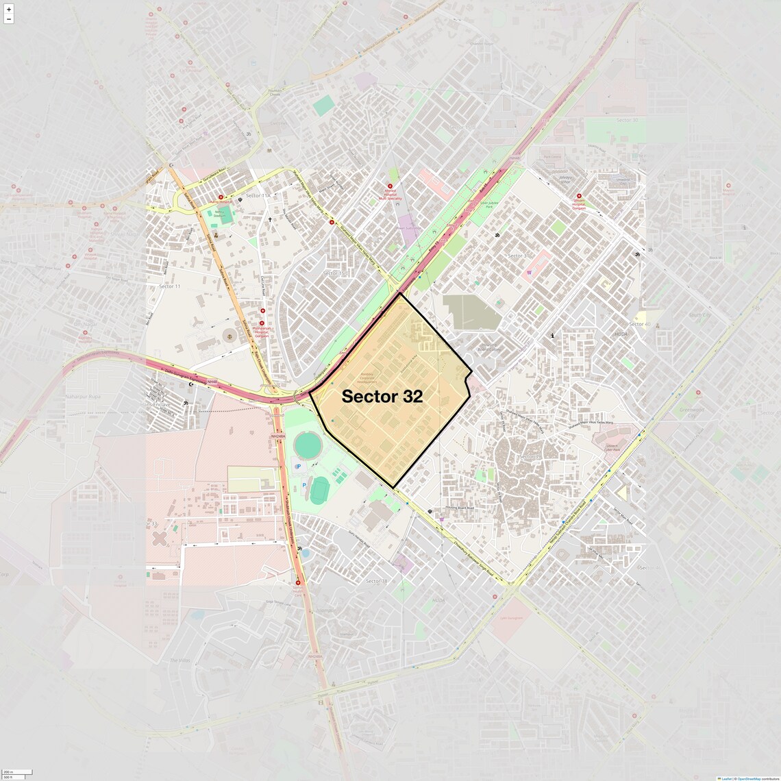 Location Map of Sector 32, Gurgaon