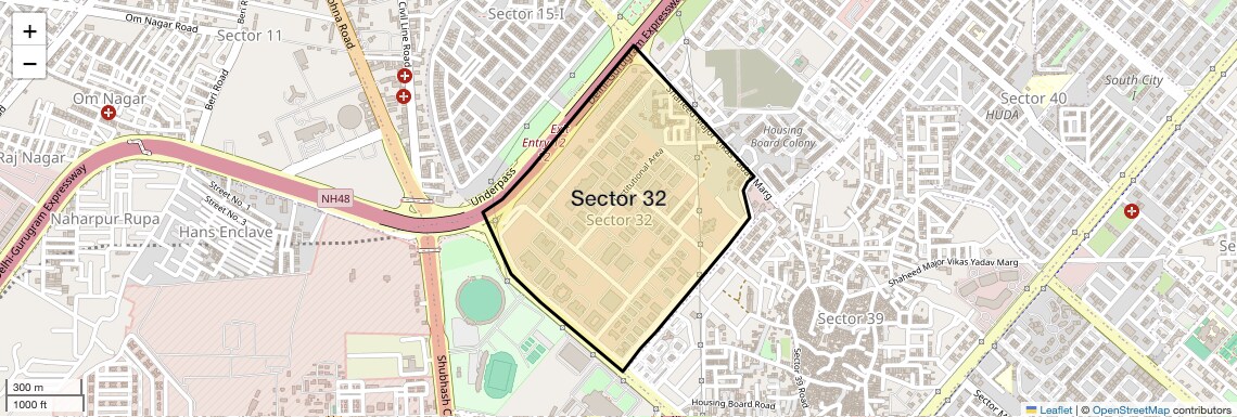 Location Map of Sector 32, Gurgaon