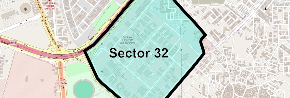 Location Map of Sector 32, Gurgaon