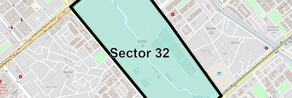 Location Map of Sector 32, Noida