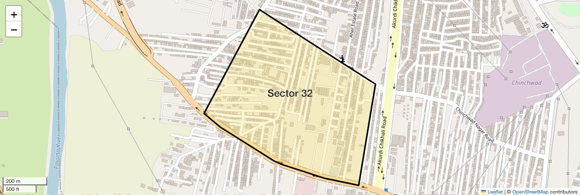 Location Map of Sector 32, Pune