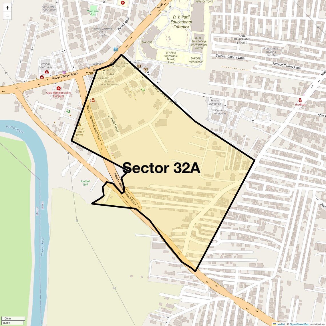 Location Map of Sector 32a, Pune