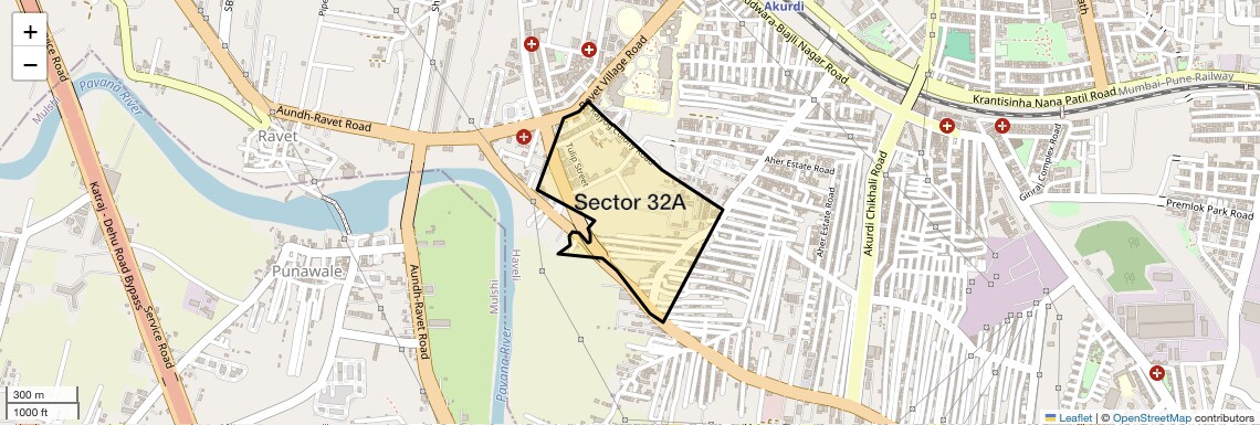 Location Map of Sector 32a, Pune