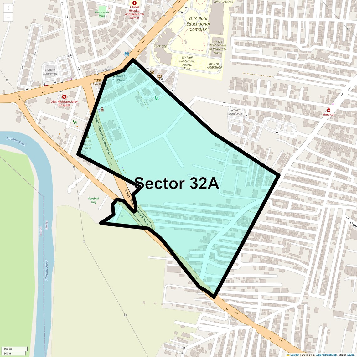 Location Map of Sector 32a, Pune